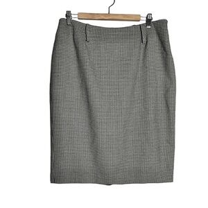 Anne Klein Houndstooth Stanhope Worsted Wool Midi Pencil Skirt, Sz 14P